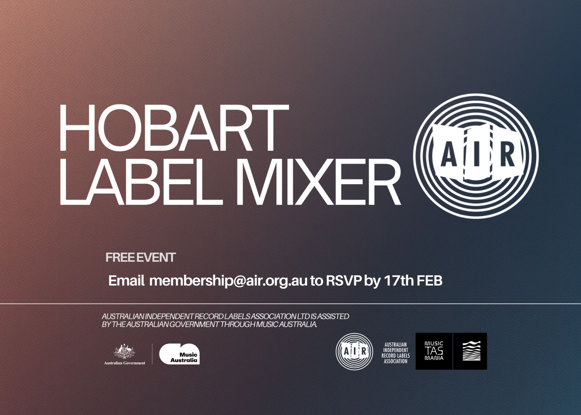 AIR LABEL MIXER | HOBART - Thursday 26th February, 2026